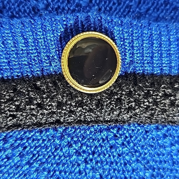 MITA Vintage Cardigan sweater. Royal blue and black. Sz 10. Nice - Picture 3 of 7